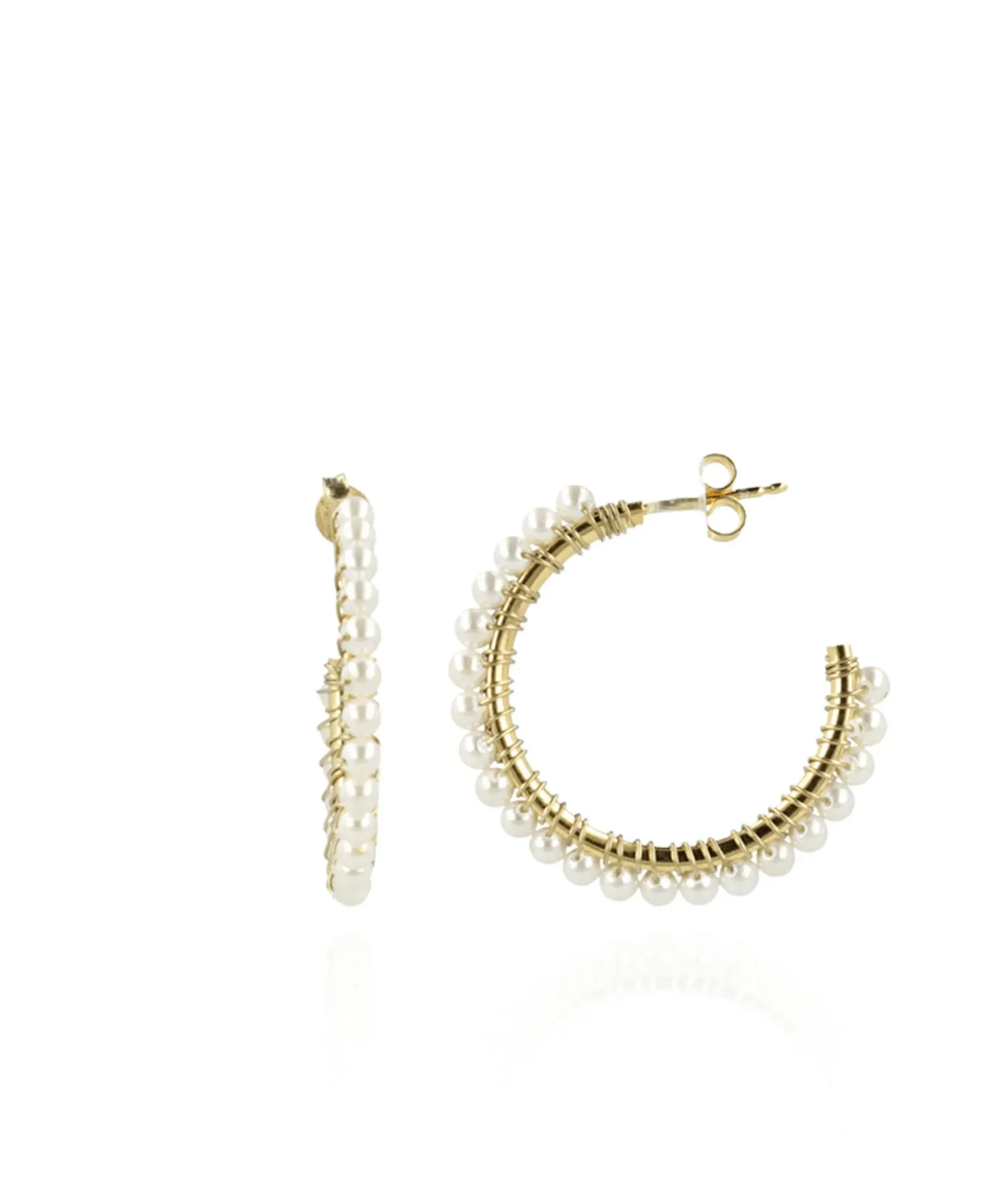 Lott. Gioielli Oorbellen Cl Hoop With Pear Off White