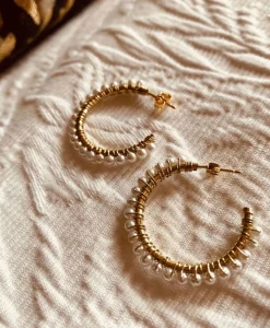 Lott. Gioielli Oorbellen Cl Hoop With Pear Off White