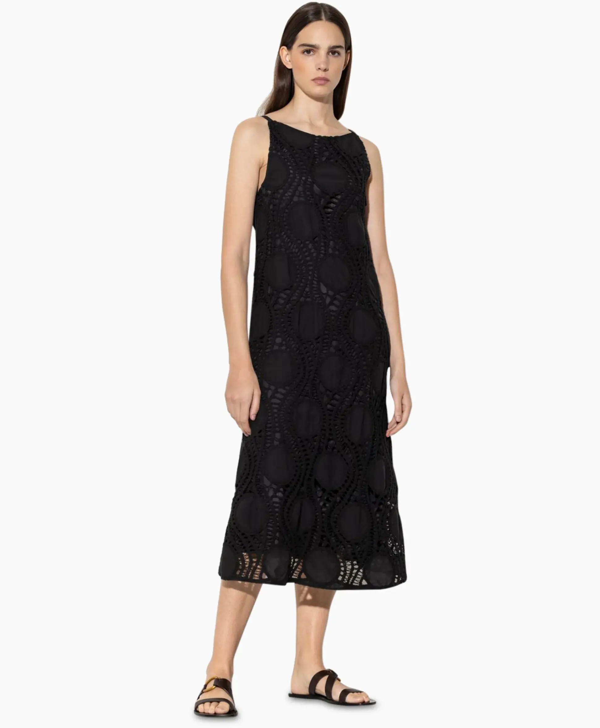 Luisa Cerano Midi Jurk 798490/3619-0 Zwart Dessin