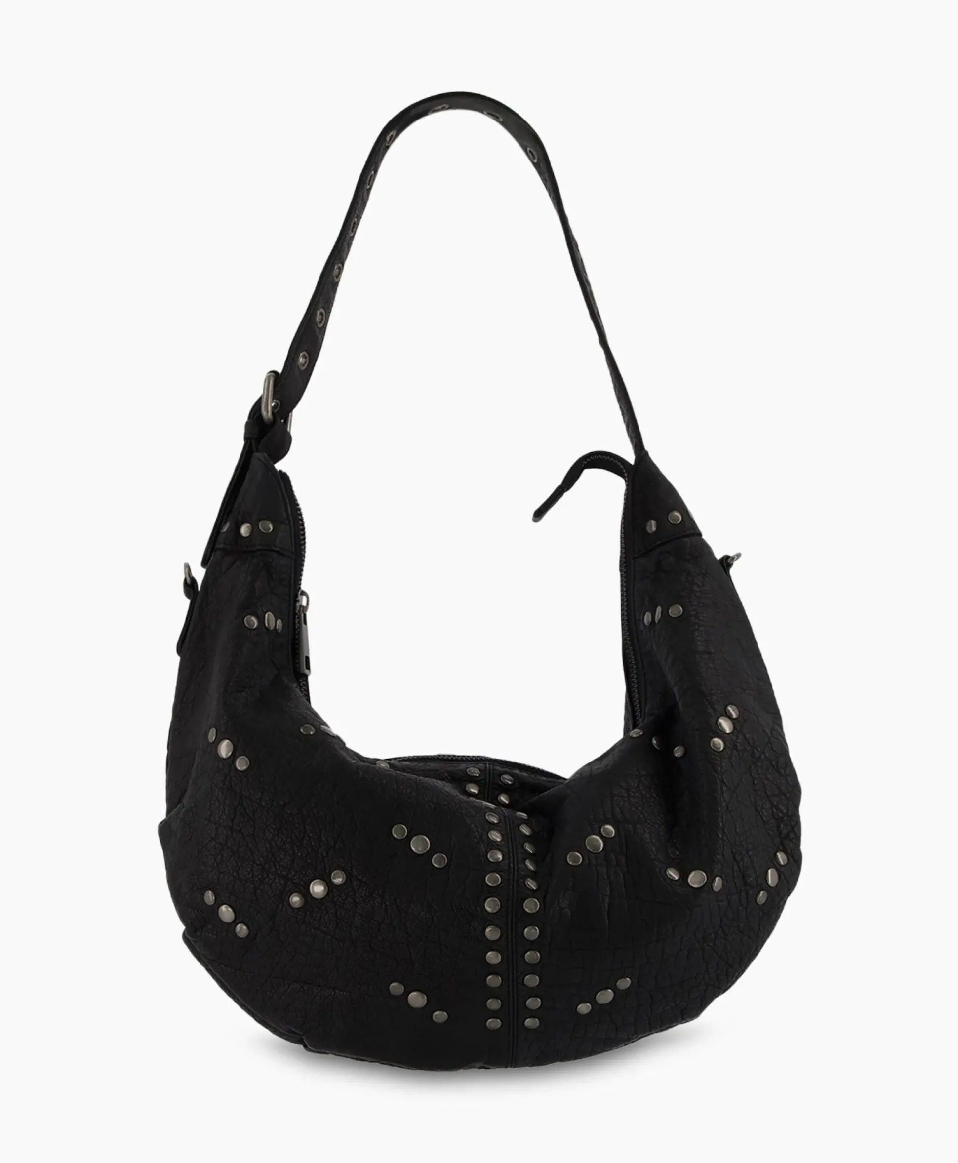 Nunoo Bags Crossbody Tas Dagmar Rivet Washed Black Zwart