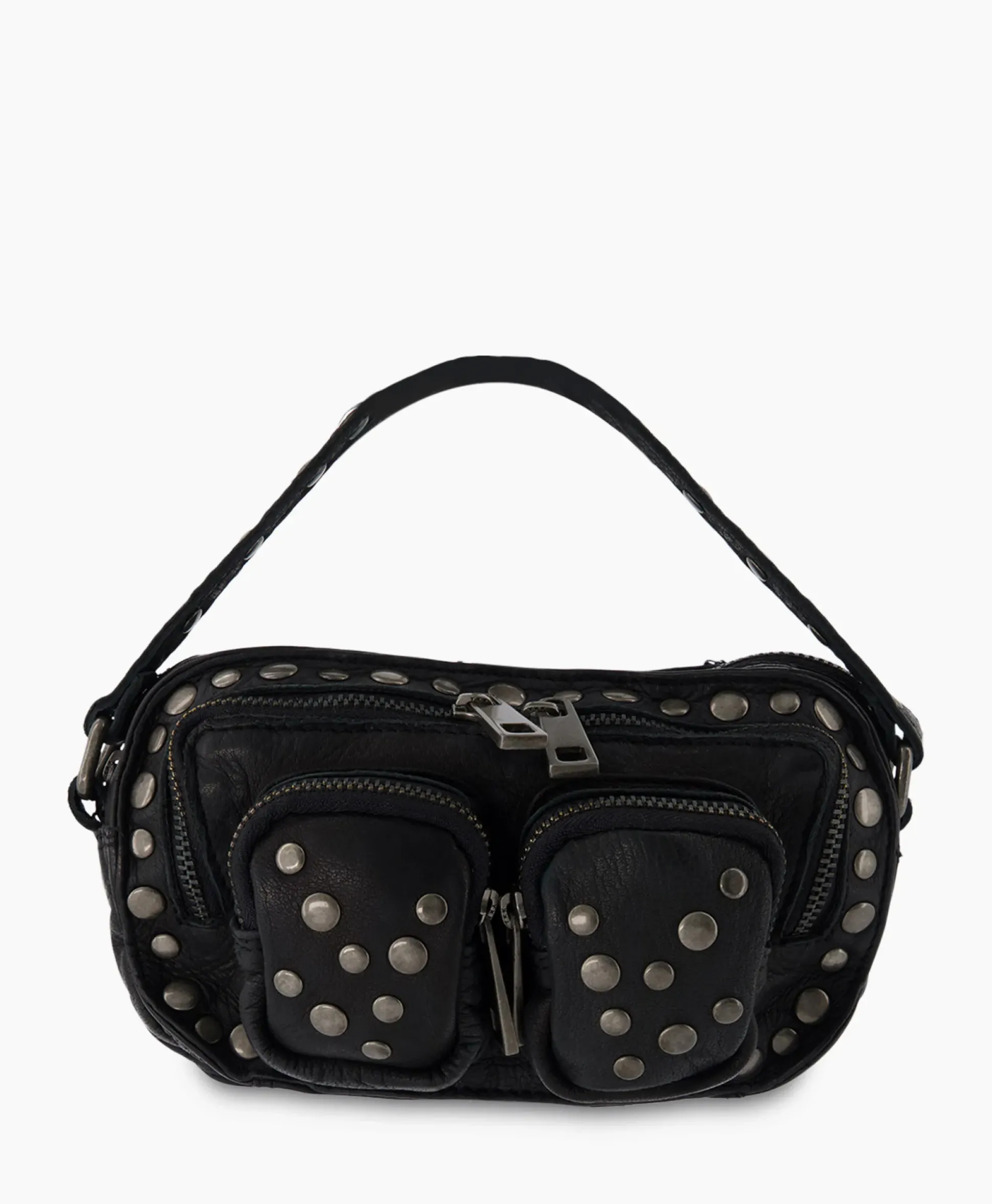 Nunoo Bags Crossbody Tas Helena Rivet Washed Black Zwart