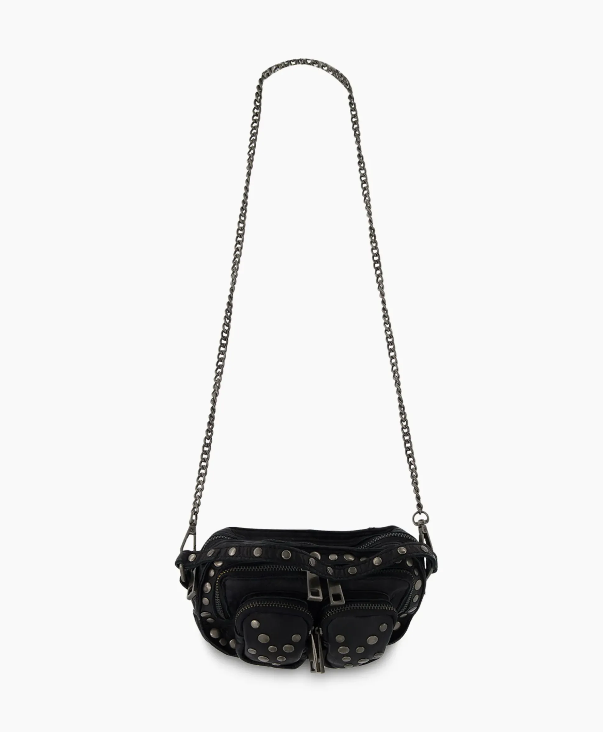 Nunoo Bags Crossbody Tas Helena Rivet Washed Black Zwart