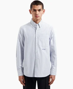 Olaf Hussein Overhemd Oxford Stripe Blauw