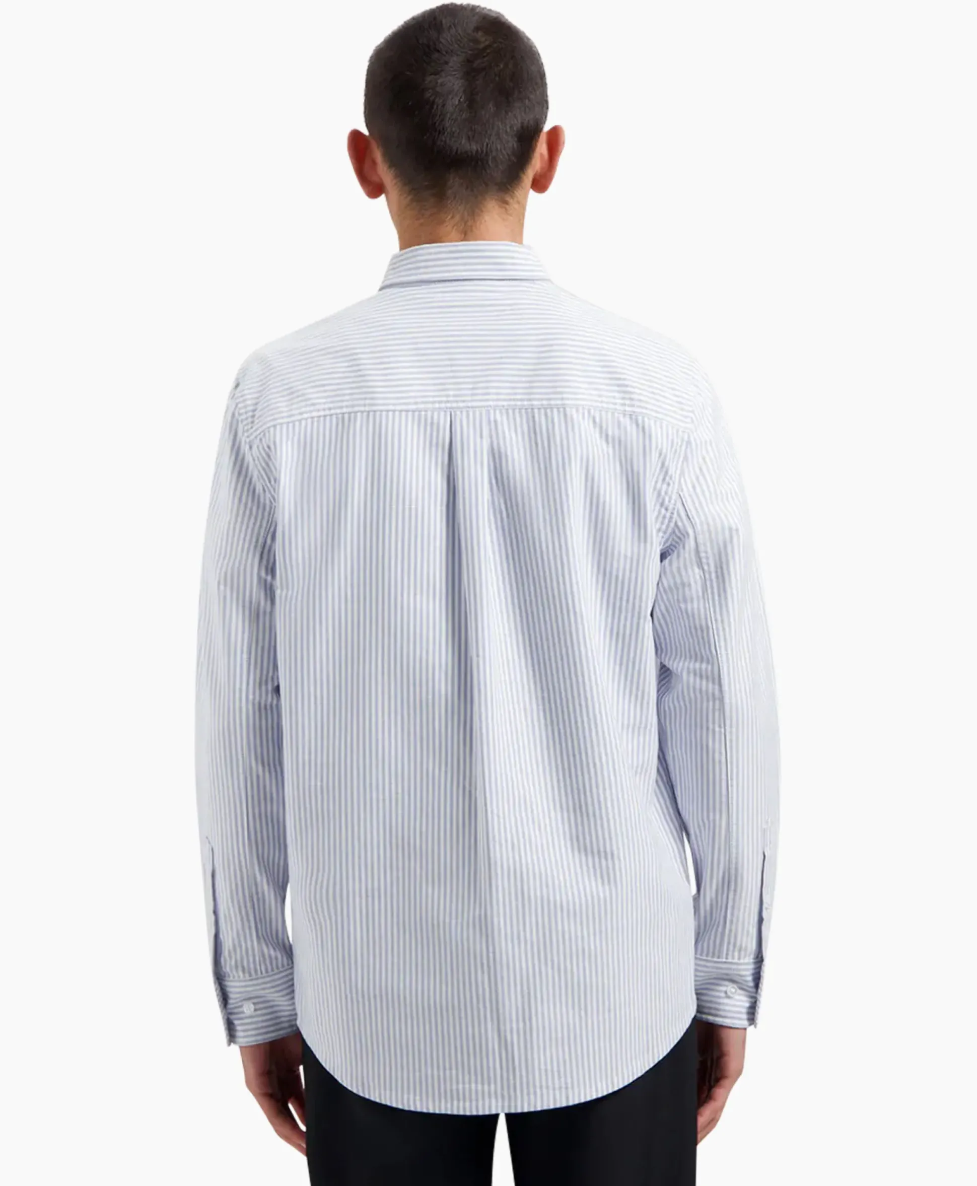 Olaf Hussein Overhemd Oxford Stripe Blauw