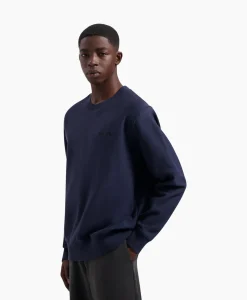 Olaf Hussein Sweater Logo Crewneck Donker Blauw