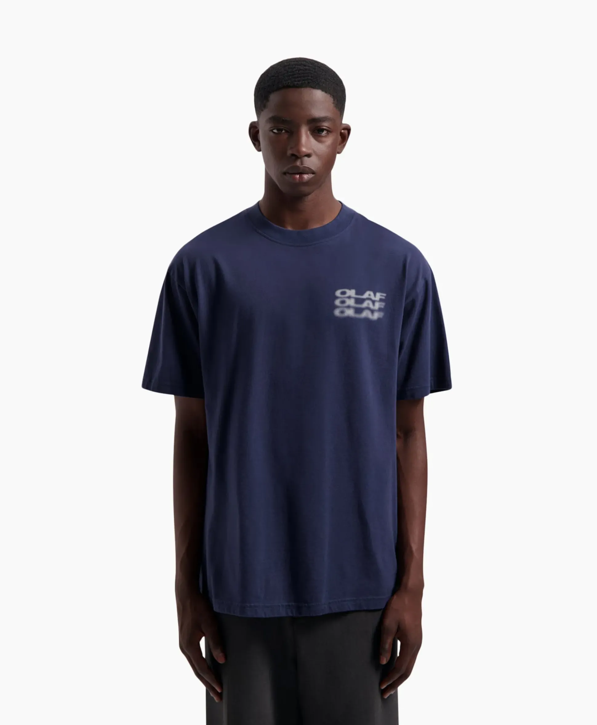 Olaf Hussein T-Shirt Blur Logo Donker Blauw