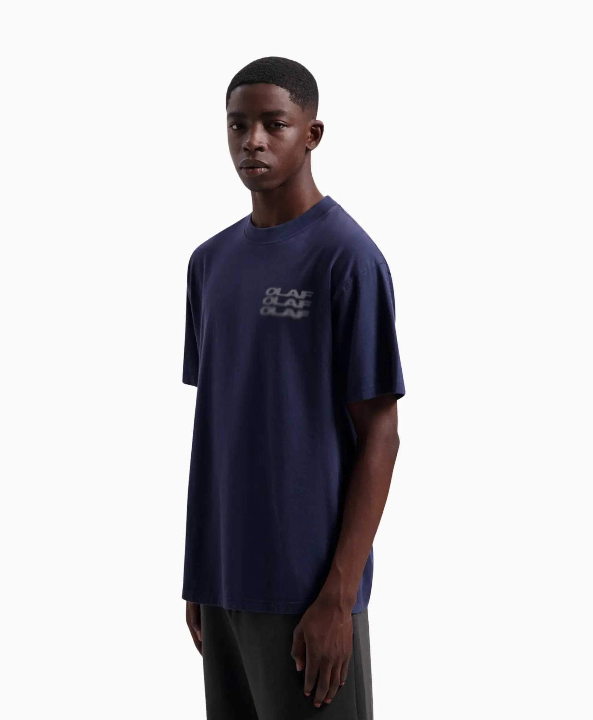 Olaf Hussein T-Shirt Blur Logo Donker Blauw