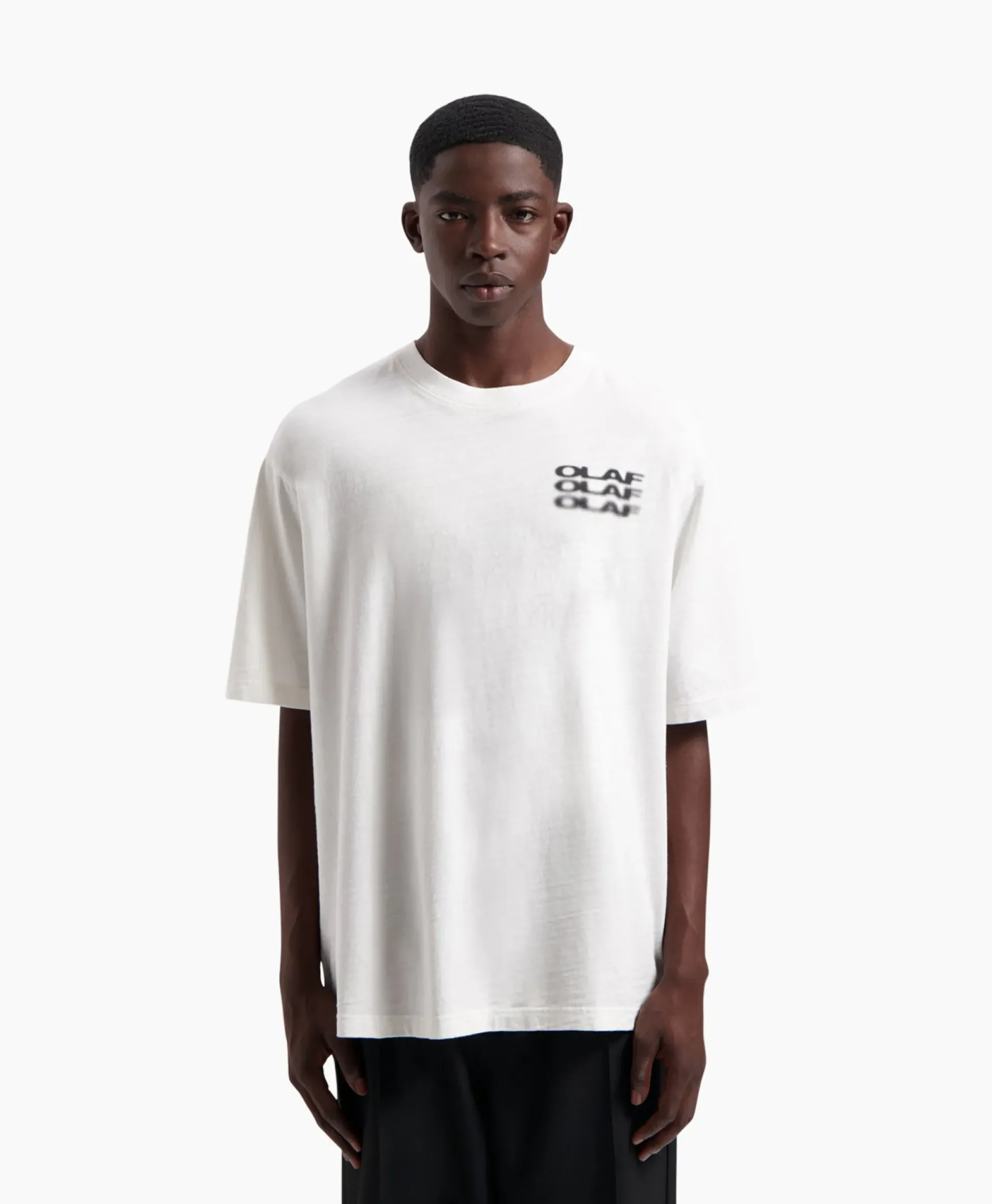 Olaf Hussein T-Shirt Blur Logo Wit
