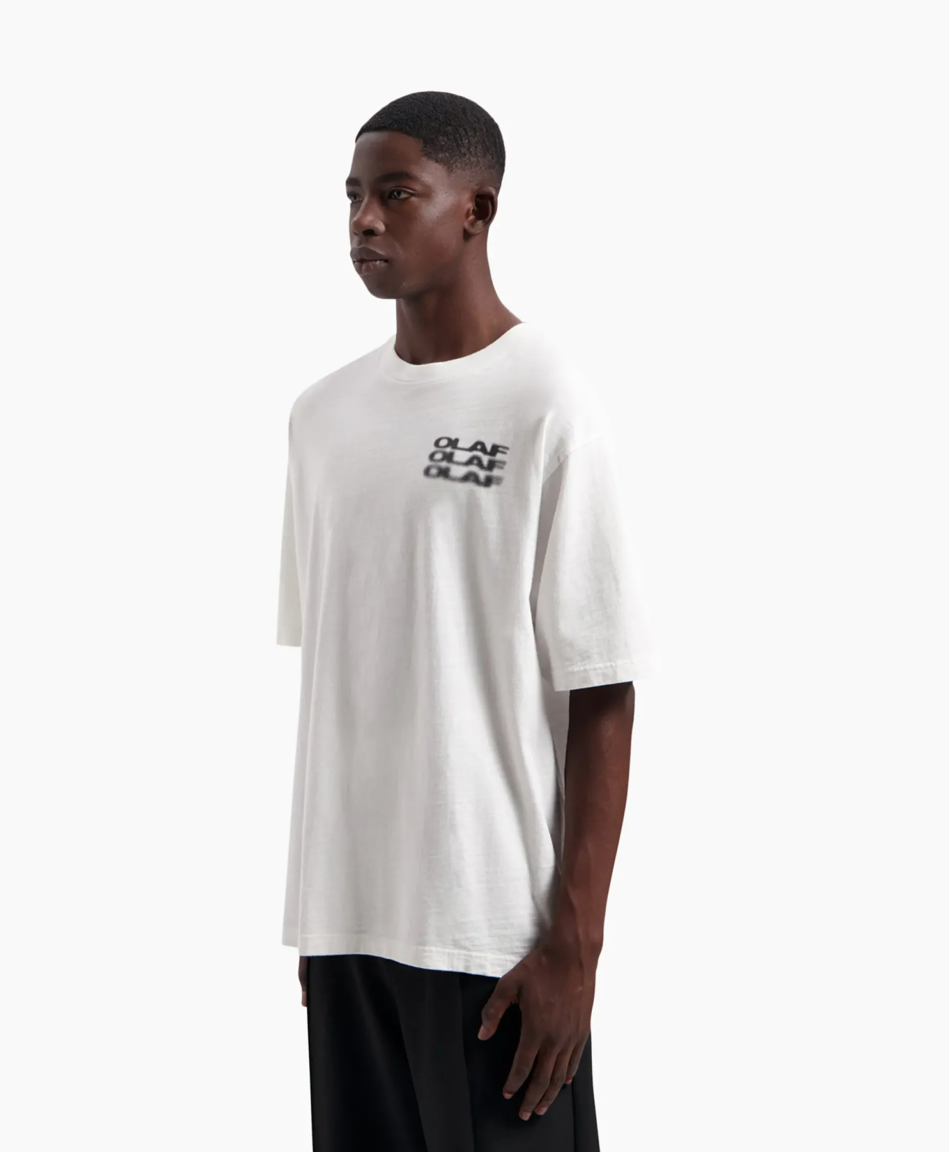 Olaf Hussein T-Shirt Blur Logo Wit