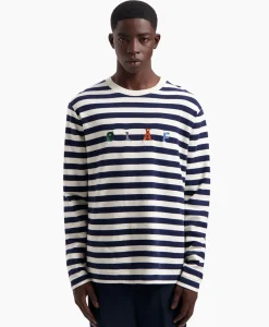 Olaf Hussein T-Shirt Stripe Sans Ls Wit
