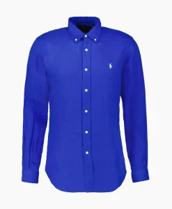 Ralph Lauren Overhemd Linen Midden Blauw