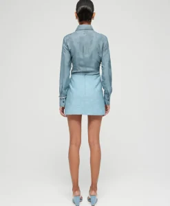 Rohe Minirok Short Jacquard Skirt Blauw