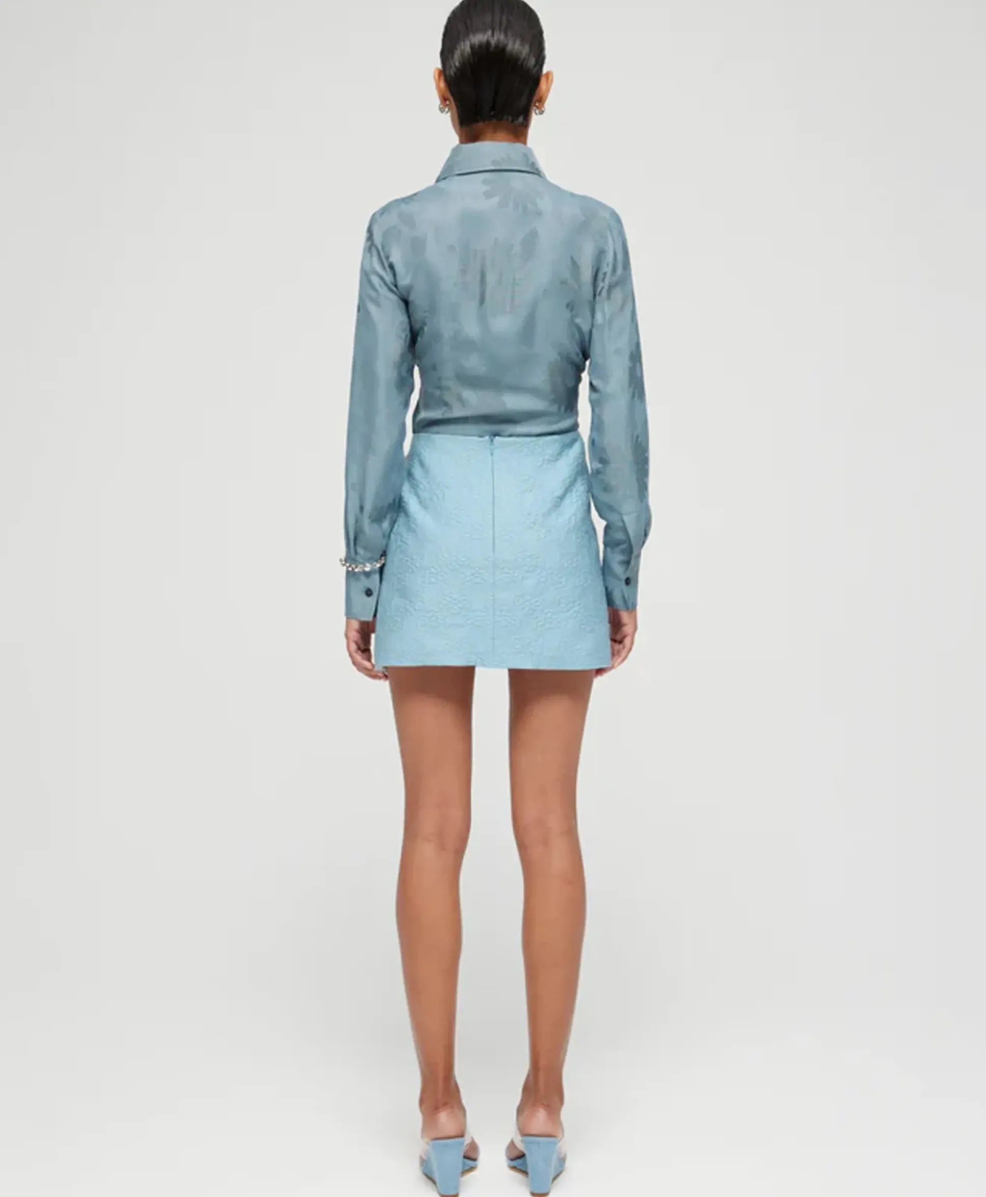 Rohe Minirok Short Jacquard Skirt Blauw