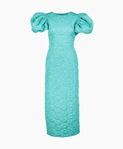 Rotate Midi Jurk 3D Jacquard Turquoise