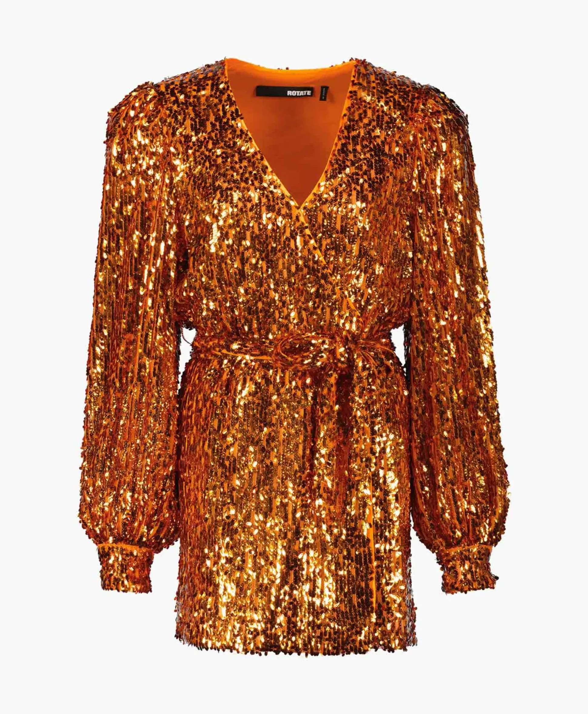 Rotate Mini Jurk Sequins Belted Oranje
