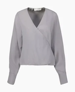 Selected Femme Blouse Jolie Ls Wrap Top Ex Grijs