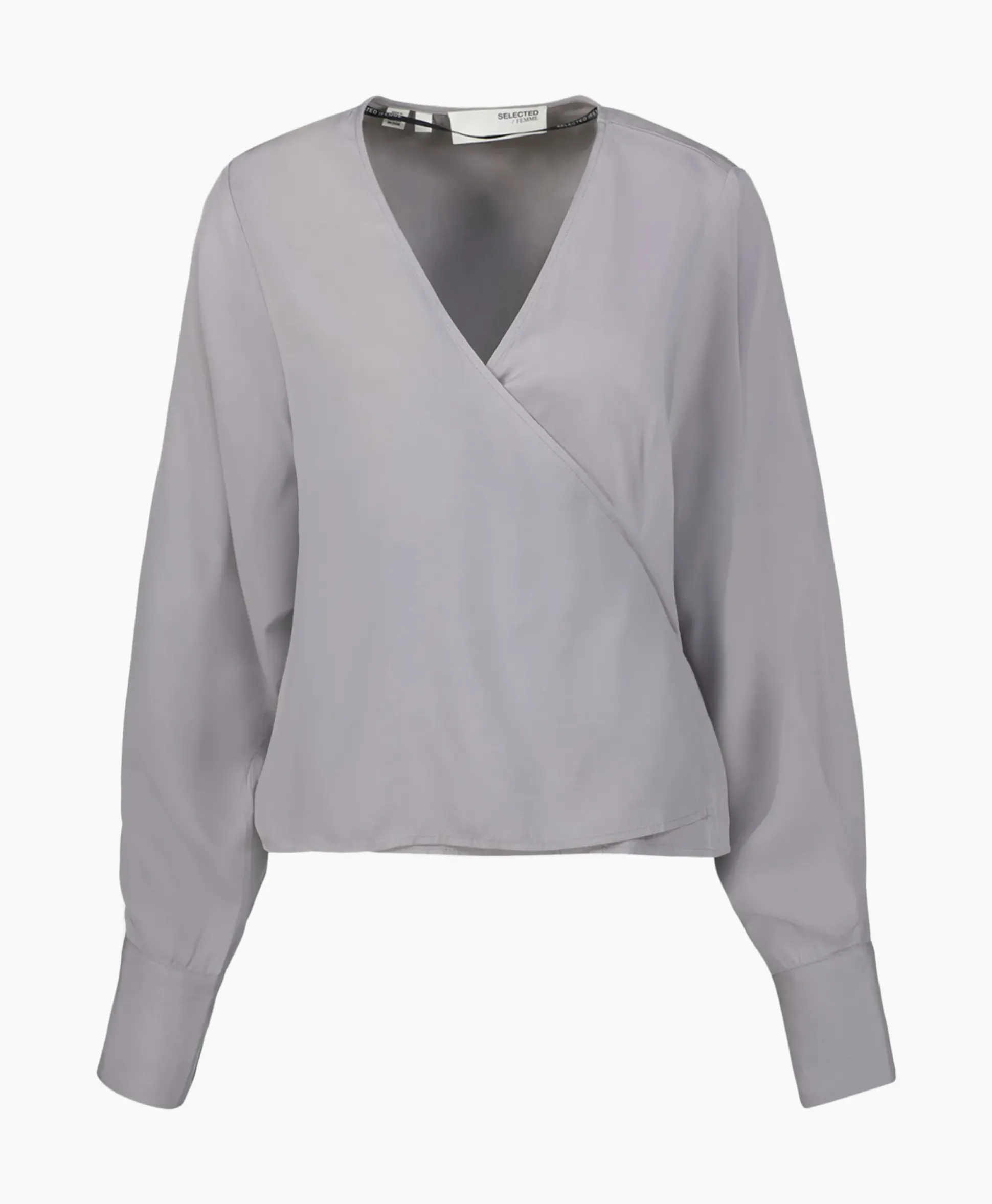 Selected Femme Blouse Jolie Ls Wrap Top Ex Grijs
