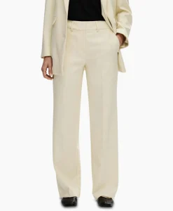 Selected Femme Broek Rita Mw Wide Pant Birch B Off White