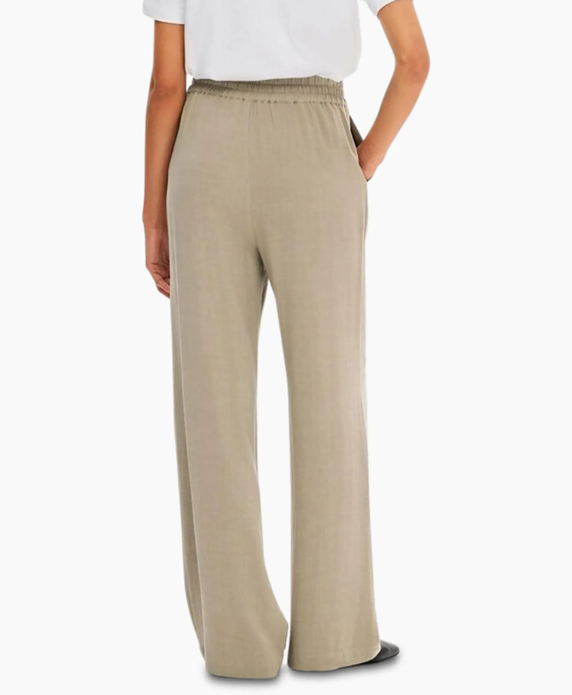 Selected Femme Broek Viva-Gulia Mw Long Linen Pant No Licht Grijs