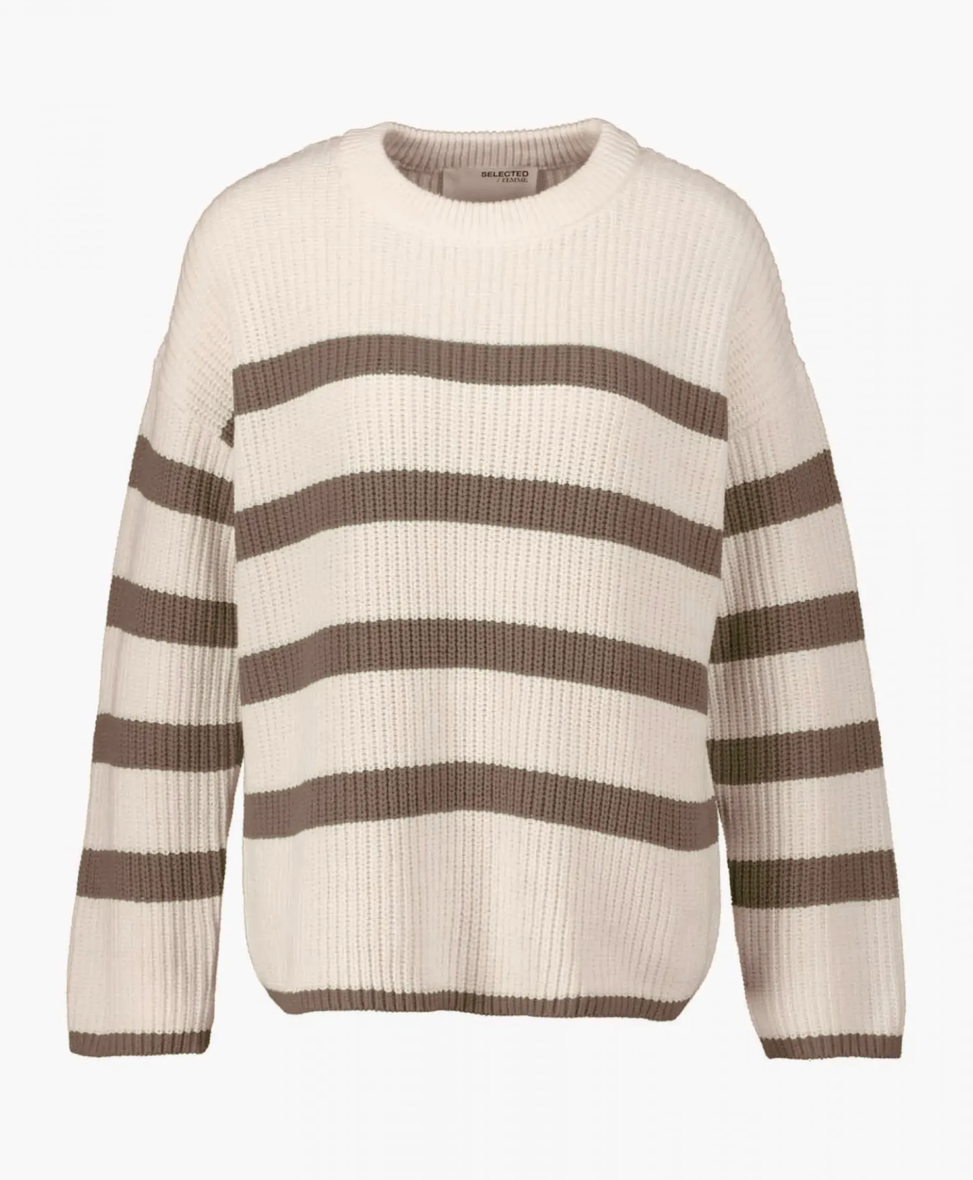 Selected Femme Gebreide Trui Bloomie Ls Knit O-Neck B Noos Beige