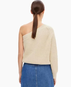 Selected Femme Gebreide Trui Sedora Ls Knit One Shoulder Off White