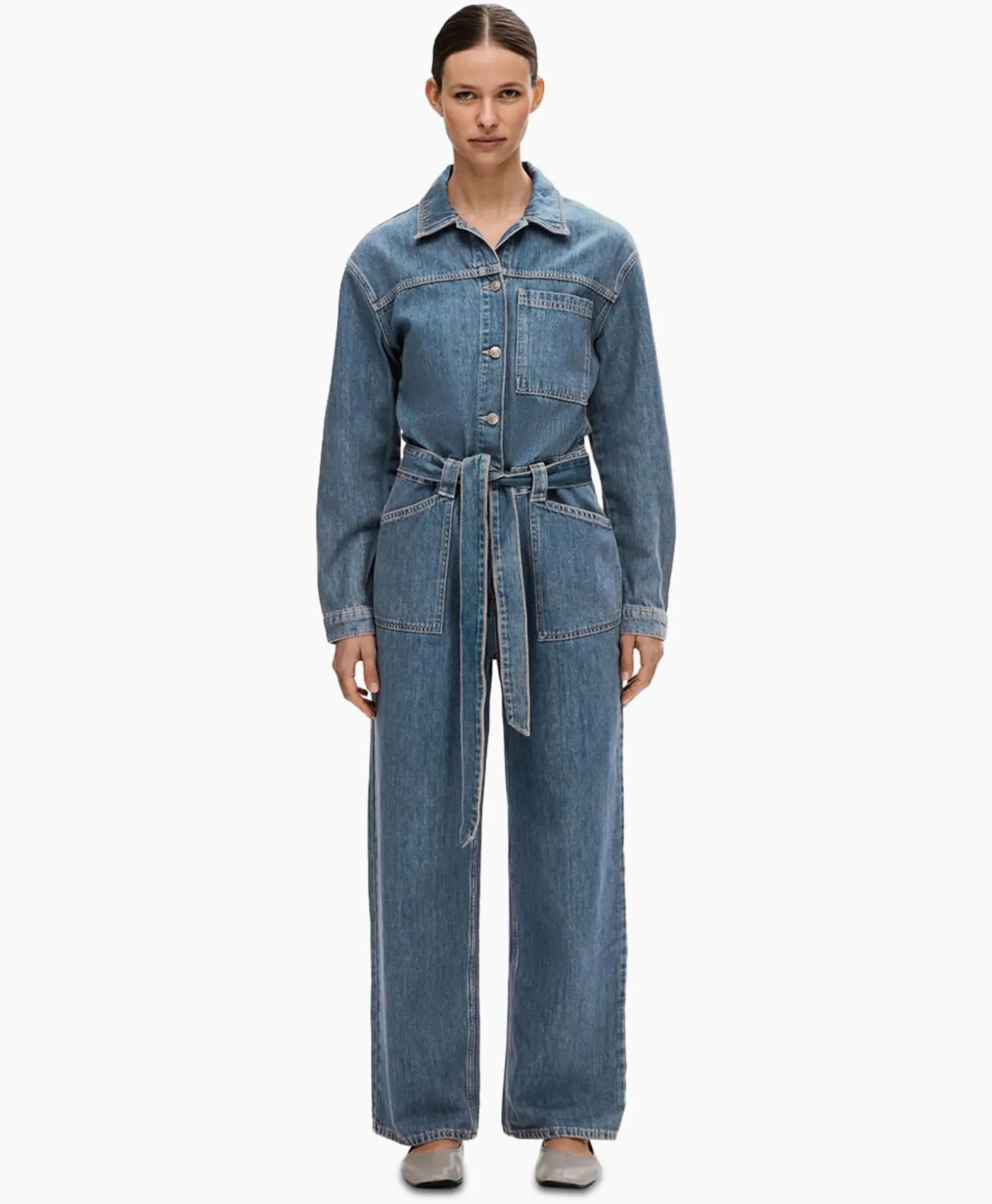 Selected Femme Jumpsuit Marley Ls Mid Blue Denim Jumpsui Jeans