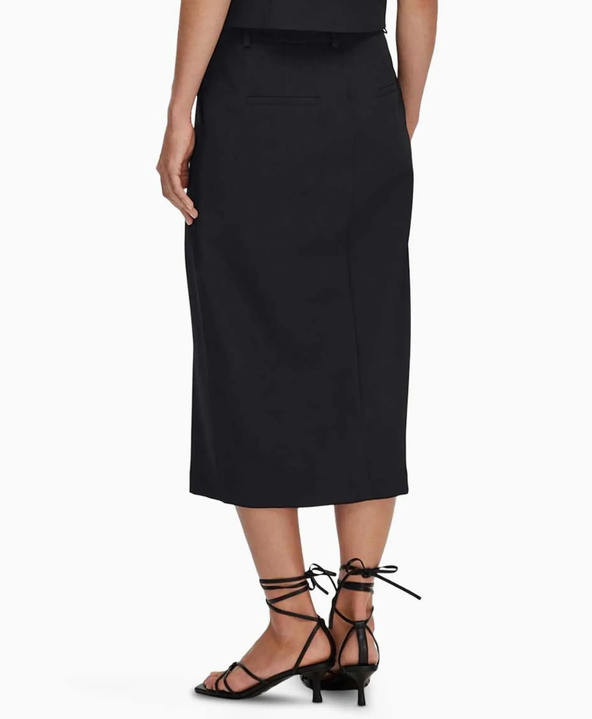 Selected Femme Midi Rok Rita Hw Long Skirt Dsm Donker Blauw