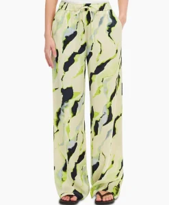 Selected Femme Pantalon Lilian Hw Aop Wide Pant B Goud