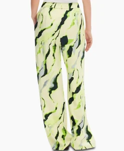 Selected Femme Pantalon Lilian Hw Aop Wide Pant B Goud