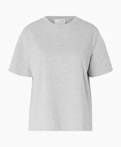Selected Femme Selected Femme T-Shirt Essential Ssboxy Tee Noos Licht Grijs