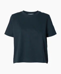 Selected Femme Selected Femme T-Shirt Essential Ssboxy Tee Noos Donker Blauw