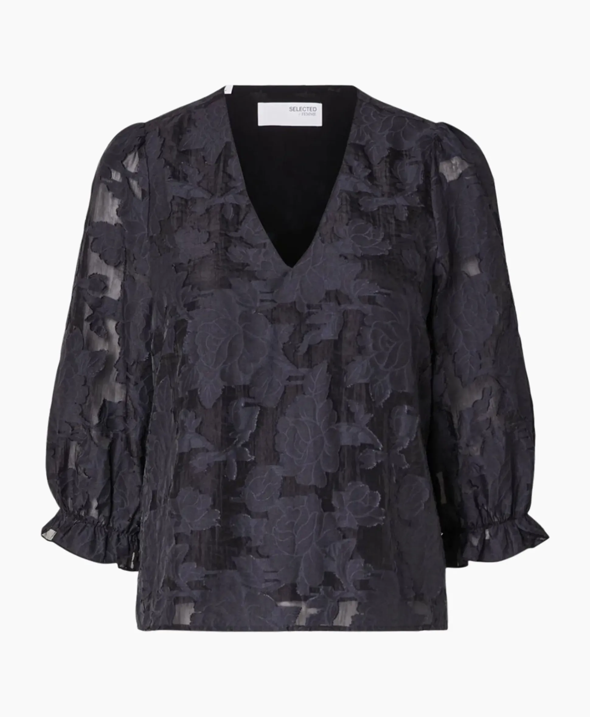 Selected Femme Top Cathi-Sadie 3/4 Ff Donker Blauw