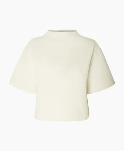 Selected Femme T-Shirt Korte Mouw Frankie 2/4 T-Neck Wit