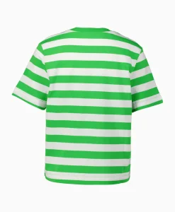 Selected Femme T-Shirt Korte Mouw Essential Ss Striped Boxy Tee N Groen