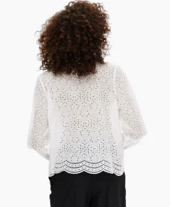 Selected Femme T-Shirt Korte Mouw Tatiana L/S Embr Shirt Noos Wit