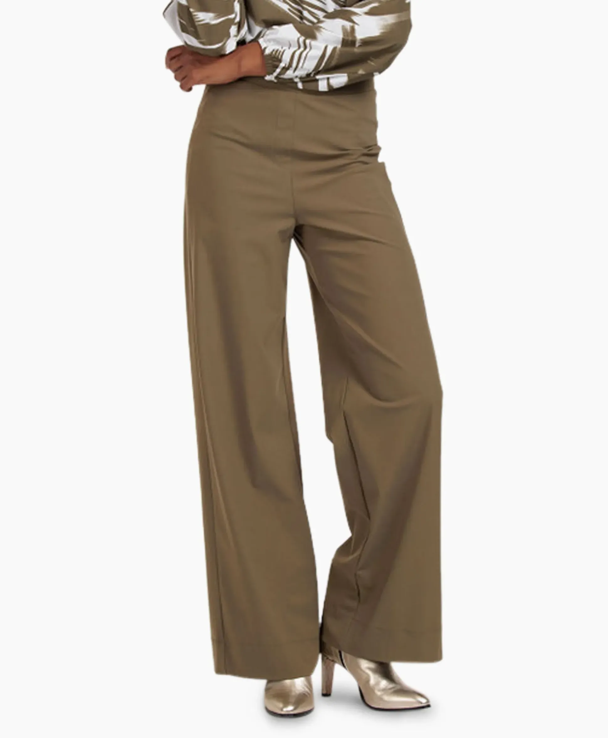 Studio Anneloes Broek Alex Bonded Trousers Bruin Dessin