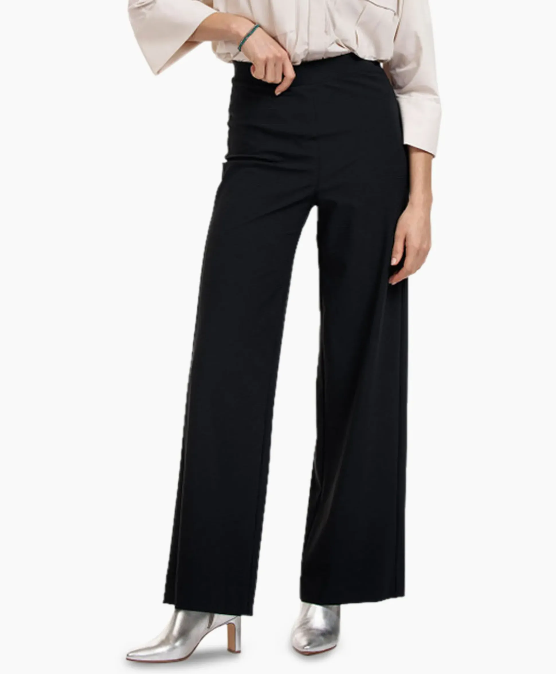 Studio Anneloes Broek Alex Bonded Mesh Trousers Zwart Dessin