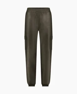 Studio Anneloes Broek Evi Leather Cargo Trousers Bruin Dessin