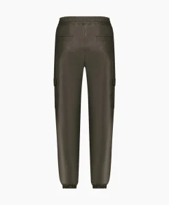Studio Anneloes Broek Evi Leather Cargo Trousers Bruin Dessin