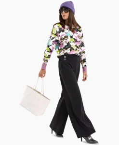 Studio Anneloes Broek Jessy Bonded Button Trousers Zwart Dessin