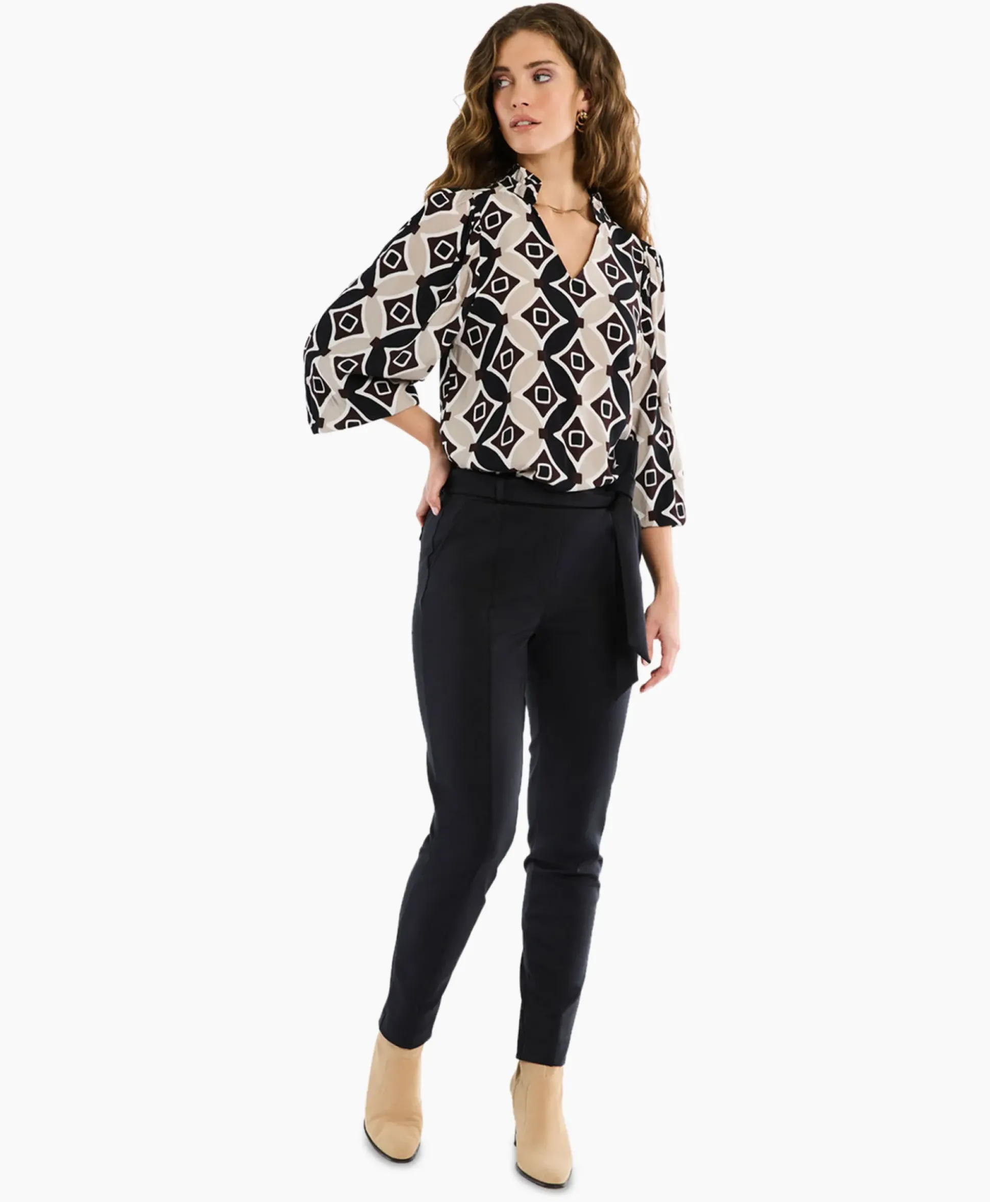 Studio Anneloes Broek Katlyn Shiny Bnd Trousers Zwart