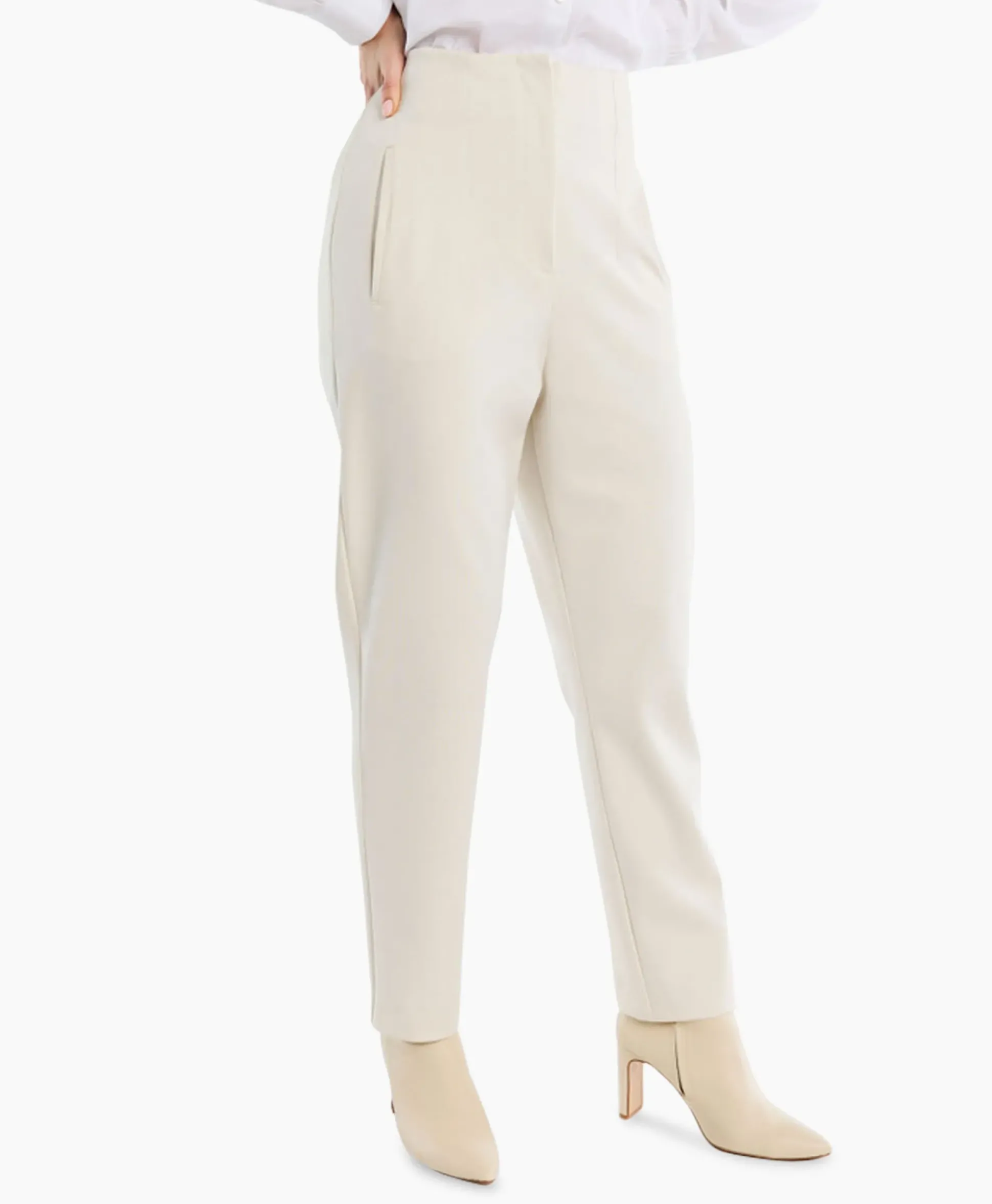 Studio Anneloes Broek Nine Shiny Bonded Trousers Off White