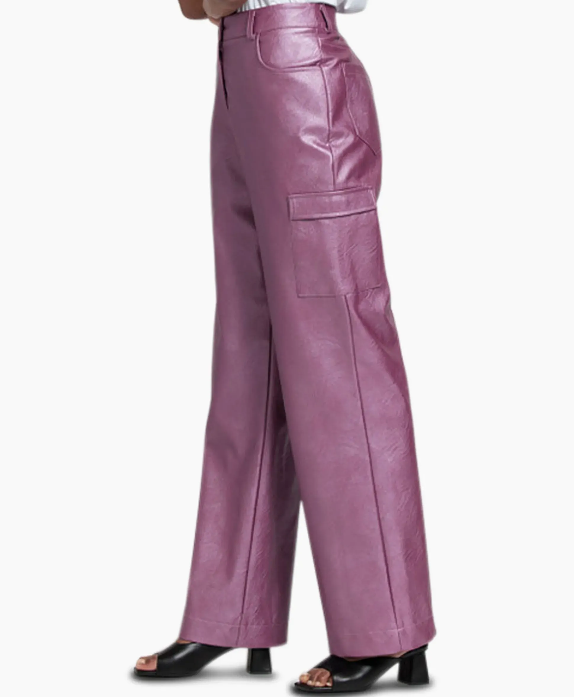 Studio Anneloes Broek Selina Metallic Leather Trousers Paars