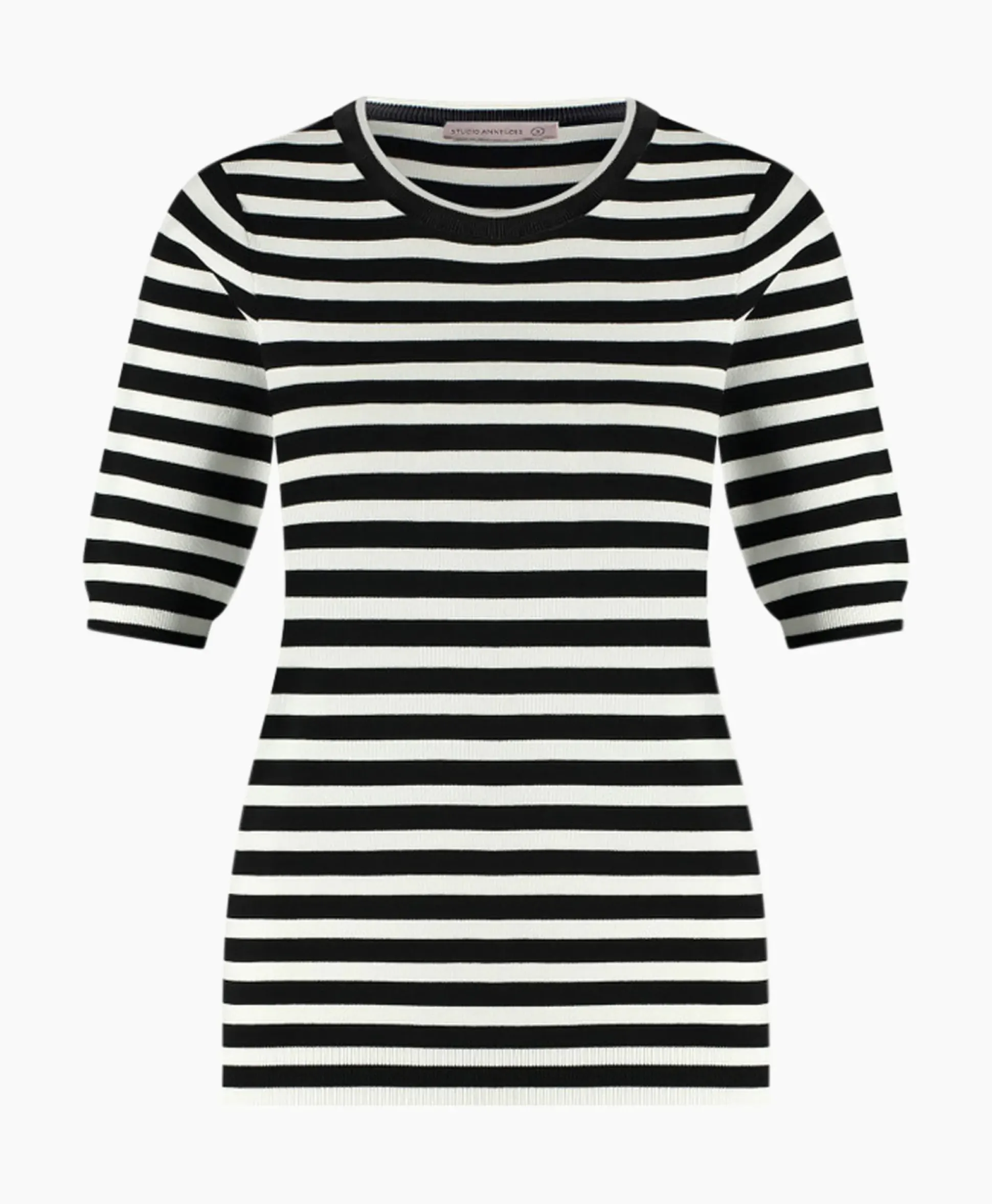 Studio Anneloes Pullover Luna Stripe Short Slv Zwart Dessin