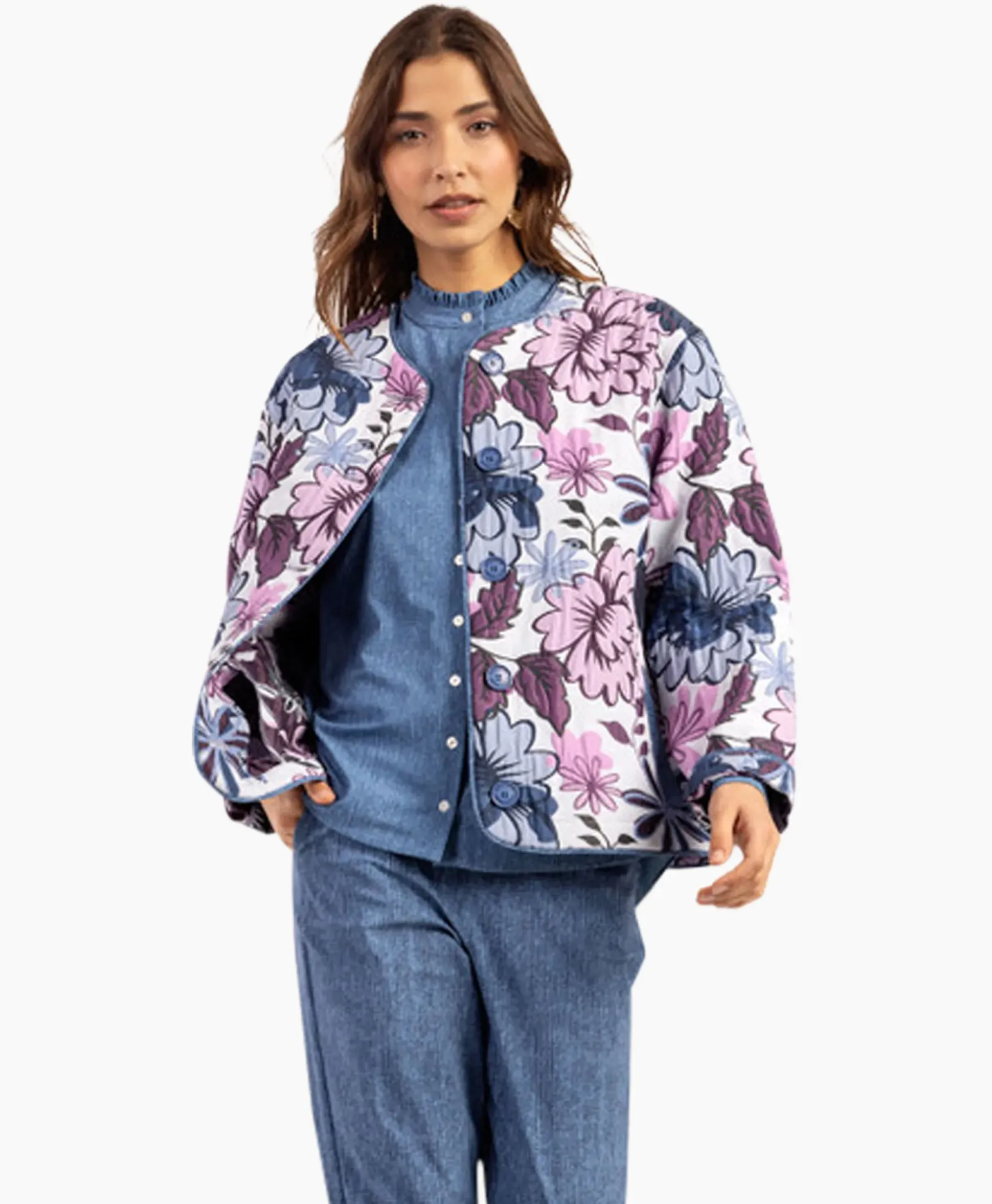 Studio Anneloes Top Esra Jaquard Flower Jacket Ecru