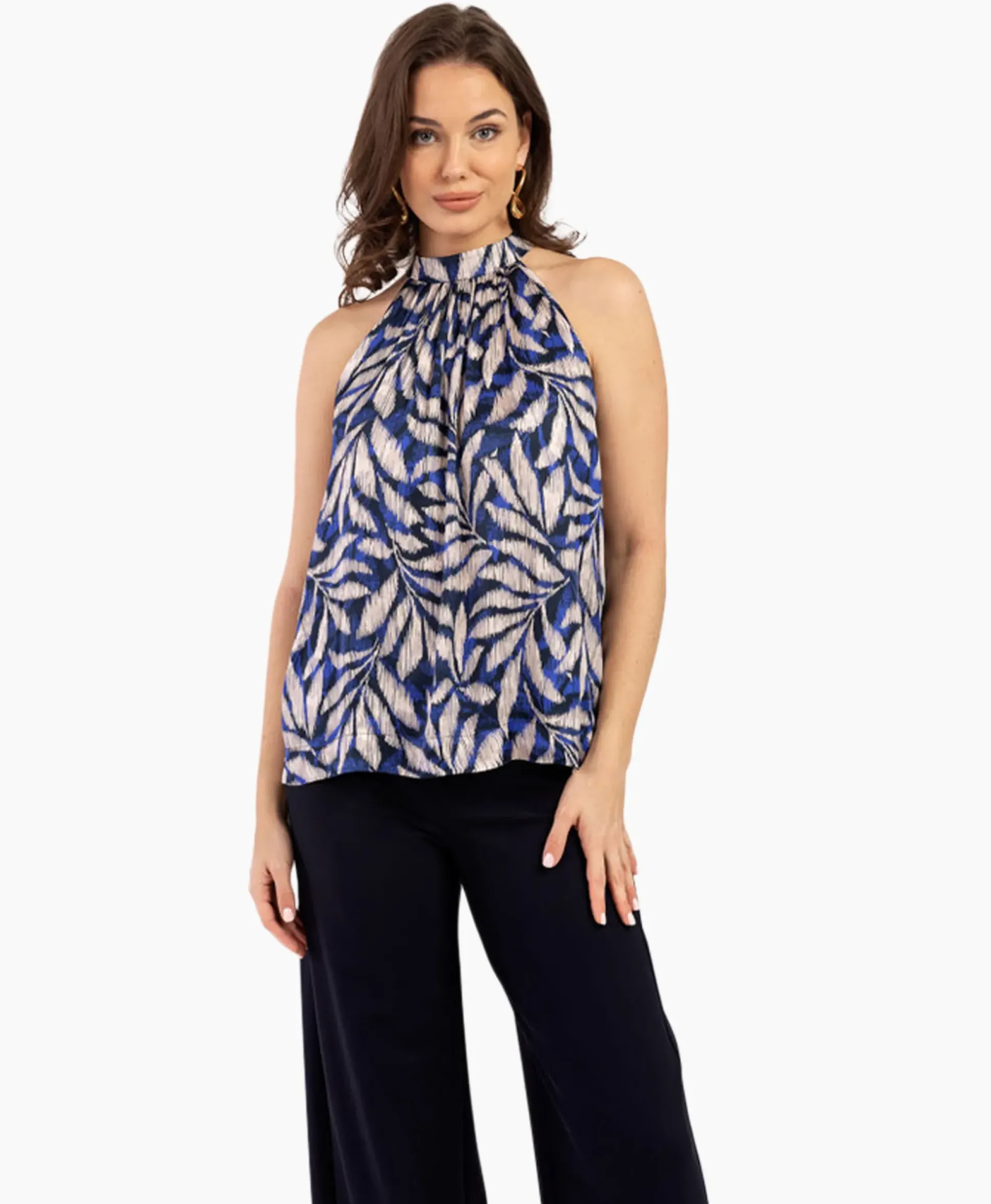 Studio Anneloes Top Sara Satin Big Flower Blauw