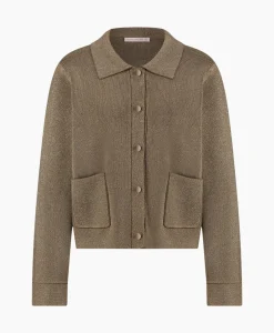 Studio Anneloes Vest Imke Lurex Cardigan Bruin Dessin