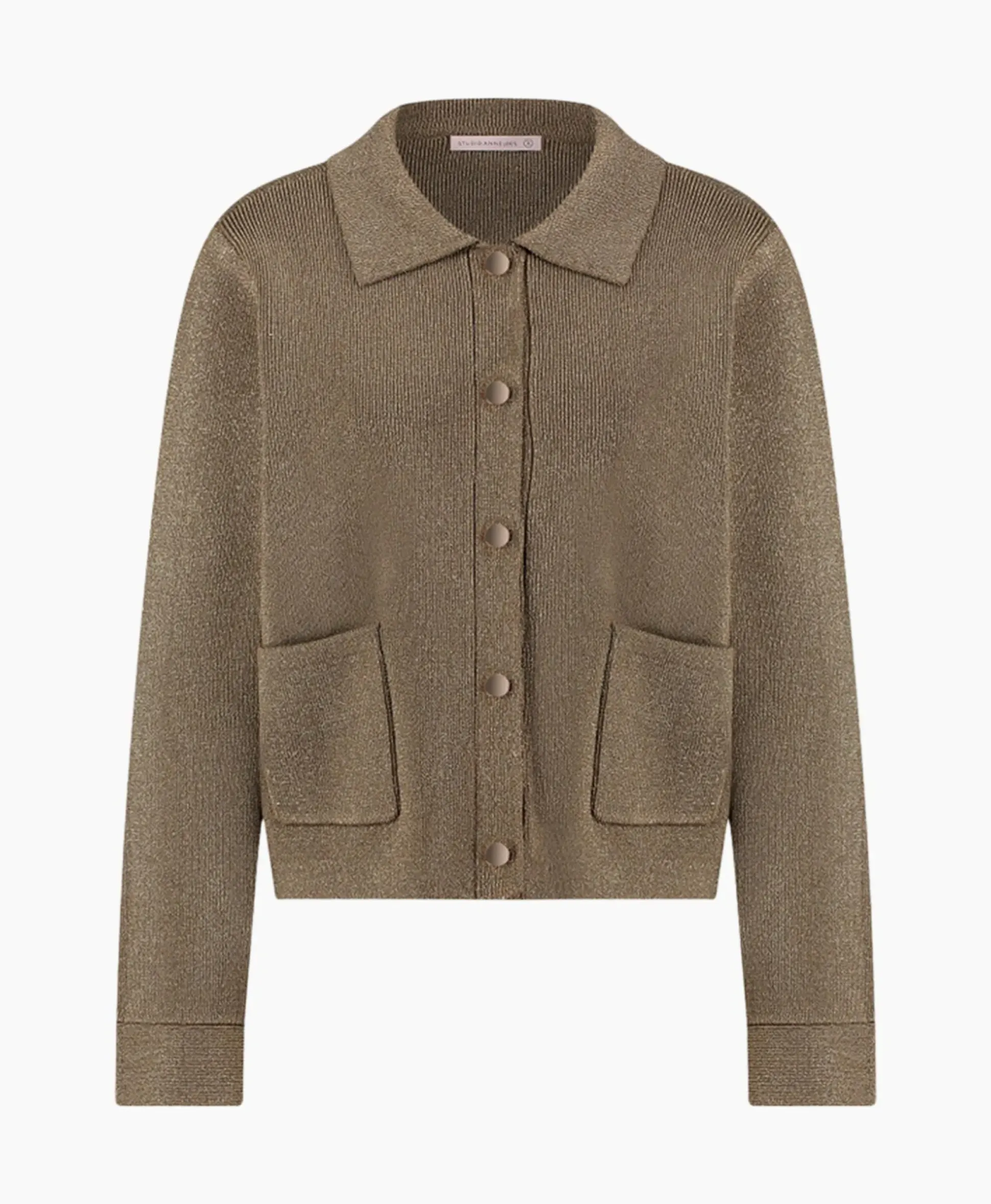 Studio Anneloes Vest Imke Lurex Cardigan Bruin Dessin