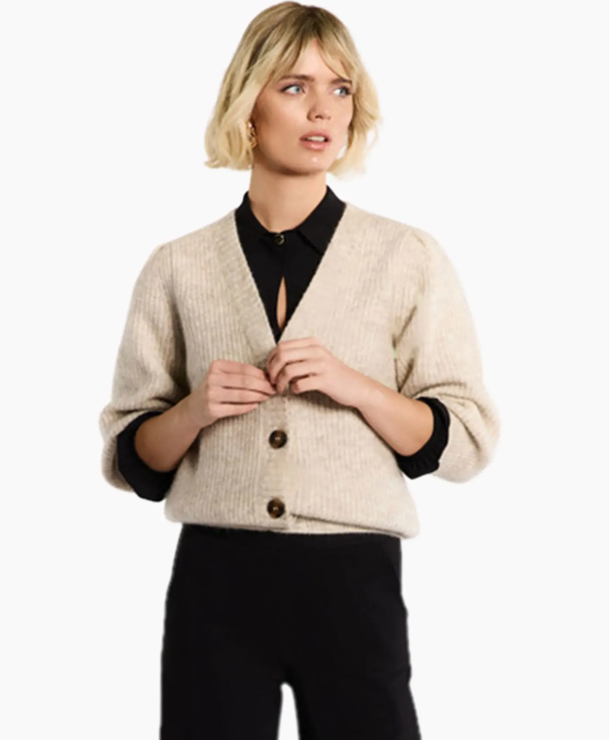 Studio Anneloes Vest Mandy Mohair Cardigan Zand