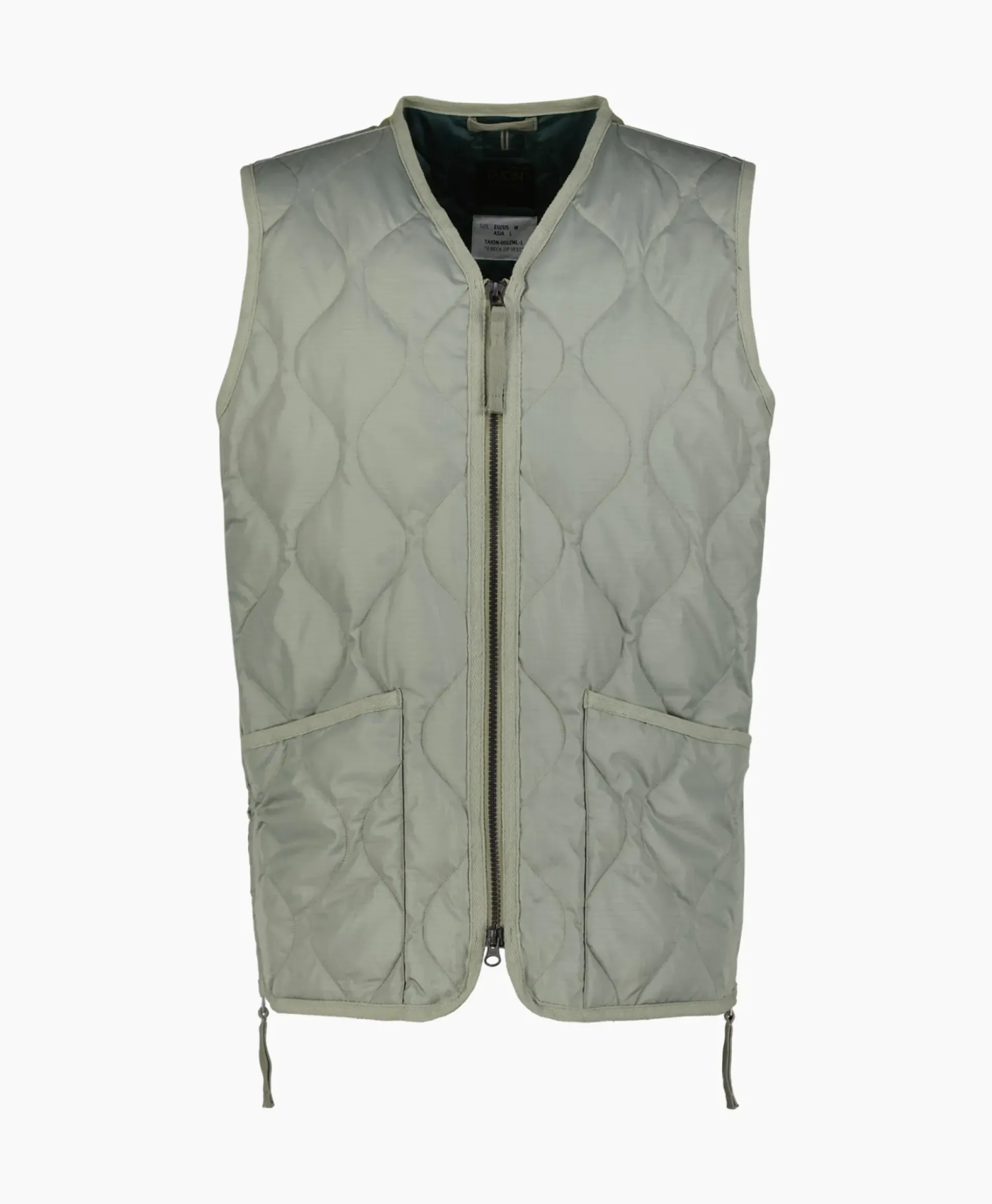 Taion Bodywarmer Military W-Zip V Neck Down Donker Groen